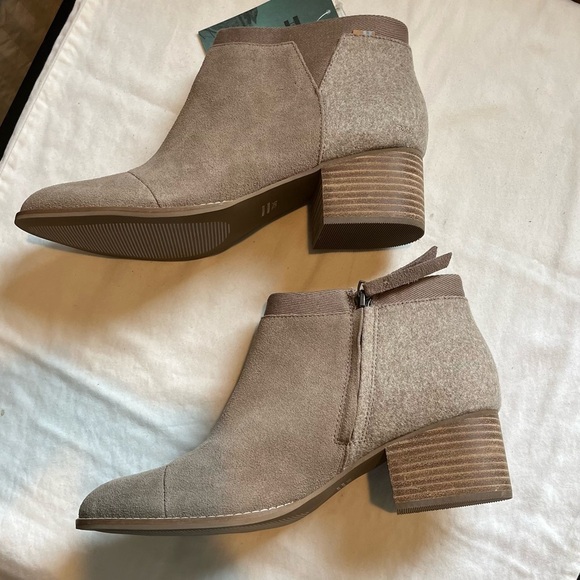 Toms Loren Suede and Felt Ankle boot/bootie Taupe Gray Women’s Sz 11 NWT - Picture 7 of 12